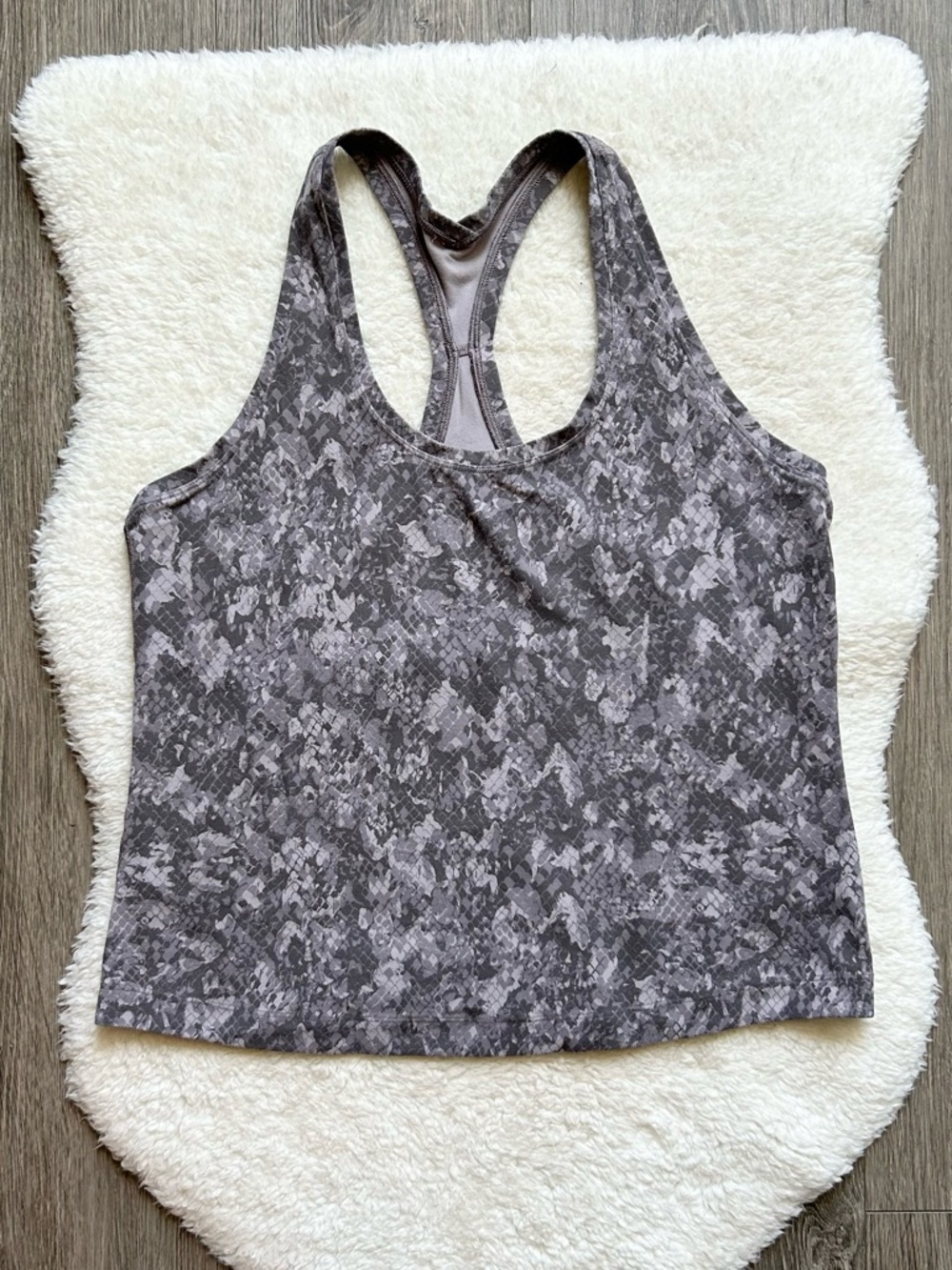 Lululemon Grey Snake-Print Racerback Tank Top